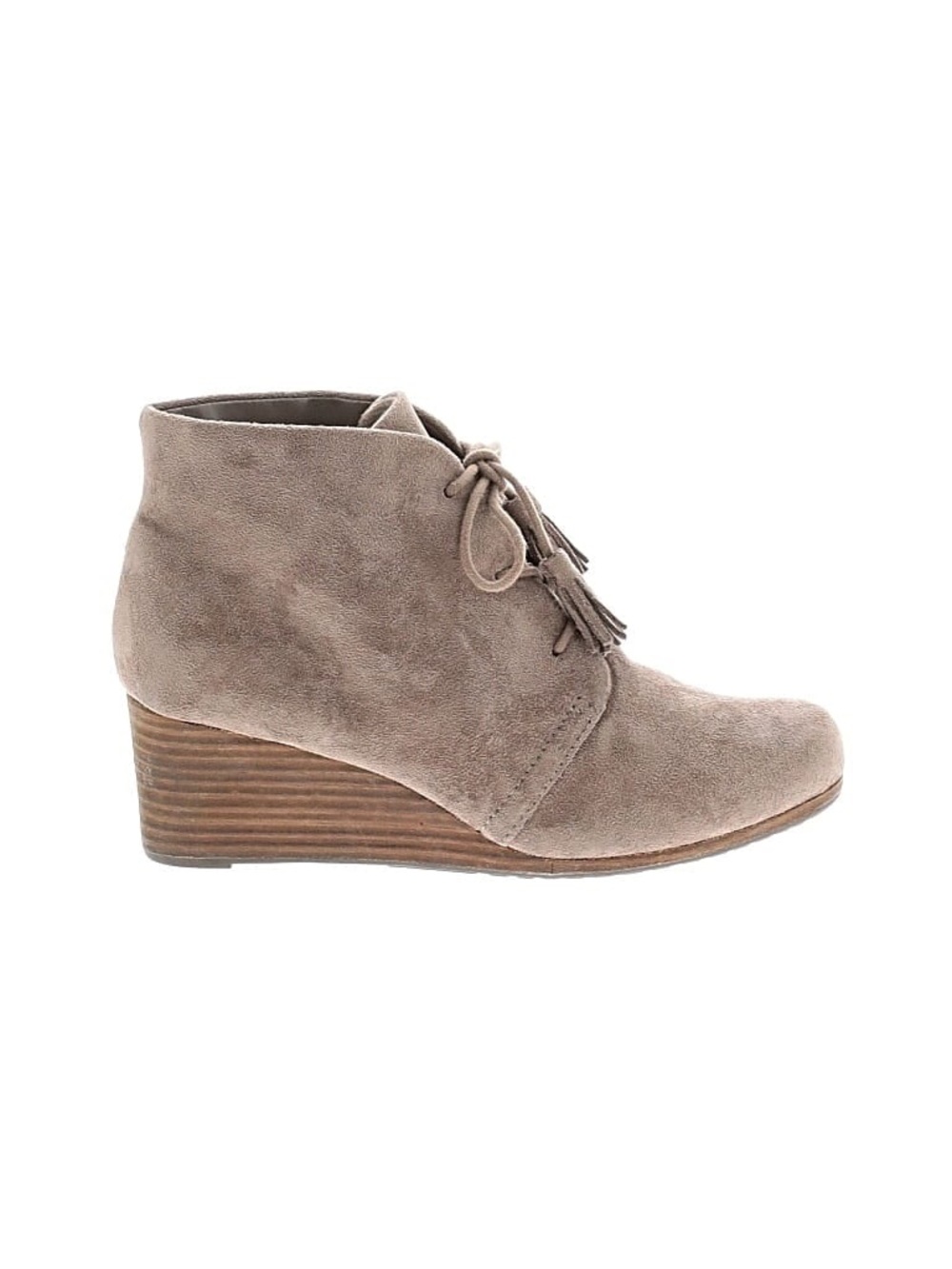 Women’s Dr. Scholl's Taupe Suede Ankle Booties with Tassel Laces Size 6.5